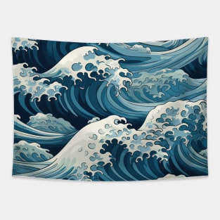 Ephemeral Crests: Hokusai Waves Reimagined Tapestry