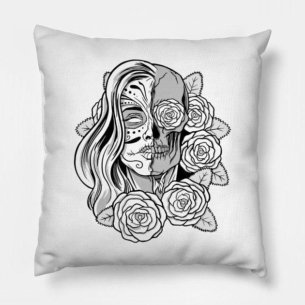 day of the dead Pillow by LR_Collections