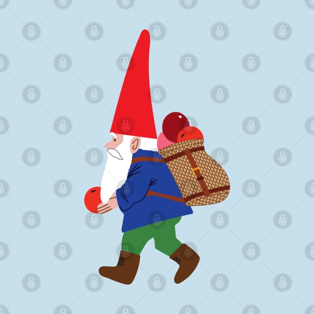 Gnome with a backpack of berries by Jennifer Ladd
