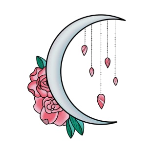 Mystical Rose Crescent Moon T-Shirt