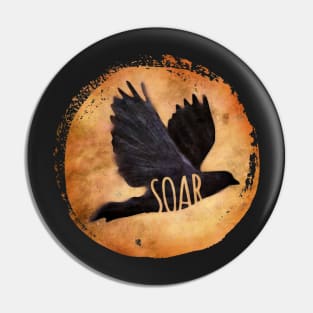 SOAR - crow/raven in flight Pin