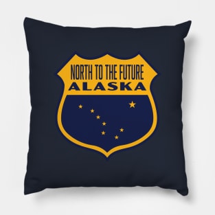 North to the Future Alaska Retro Star Shield (Yellow) Pillow