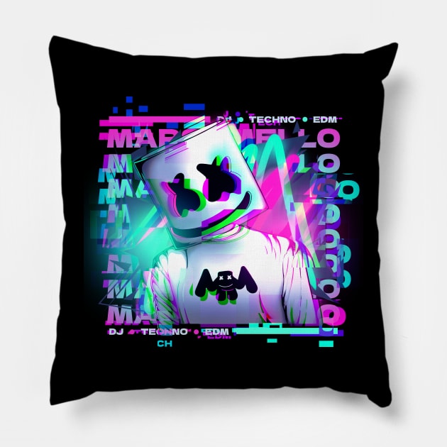 Marshmello Modern Party // Glitch Series Pillow by DenielHast