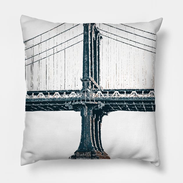 BRIDGE BEAUTIFUL DRAWING Pillow by ONSTROPHE DESIGNS