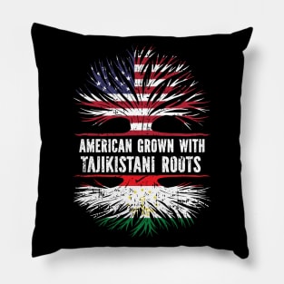 American Grown with Tajikistani Roots USA Flag Pillow