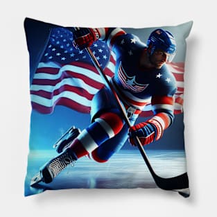 American Man Ice Hockey Player #13 Pillow