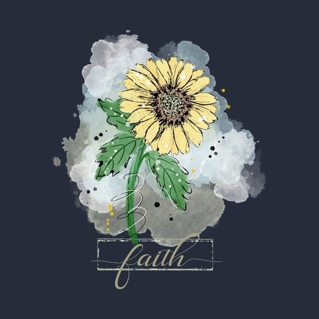 Sketchy Doodle Faith Yellow Watercolor Flower by Simply Robin Creations