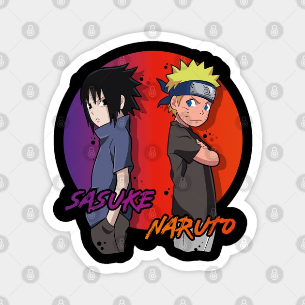 Naruto and Sasuke Back to Back Rivalry Magnet by Otaku Vibes
