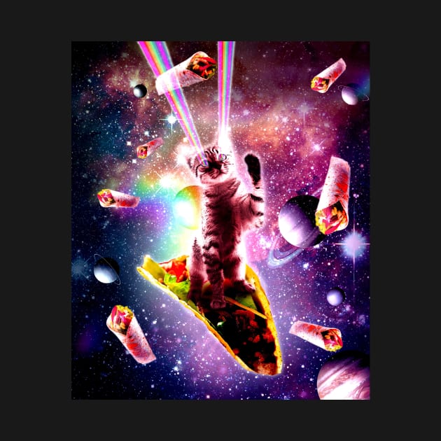 Outer Space Taco Cat - Rainbow Laser Eyes, Burrito by Random Galaxy