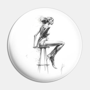 Women posing on a stool Pin