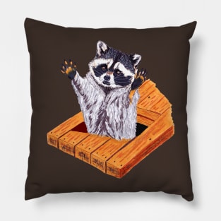 Peeking Raccoons Collection # Raccoon 5 Pillow