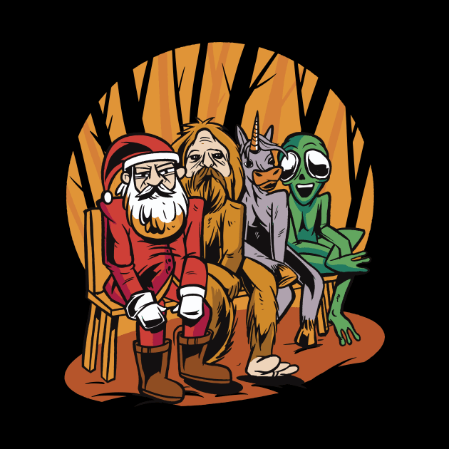 Believe: Santa Claus, Bigfoot, Unicorn and Alien by SLAG_Creative