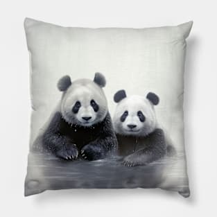 Panda Animal Discovery Wild Nature Ink Sketch Style Pillow