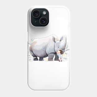 Cute Rhinoceros Animal Loving Cuddle Embrace Children Kid Tenderness Phone Case