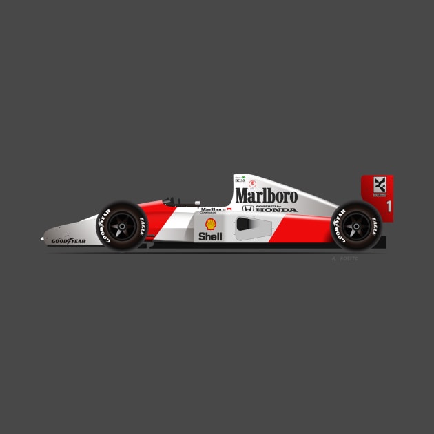 Ayrton Senna's McLaren Honda MP4/7 Illustration by Burro Wheel