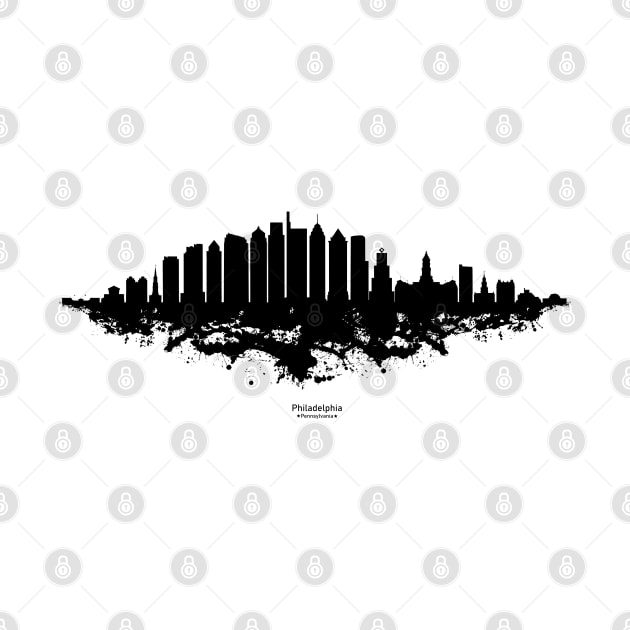 Philadelphia City Skyline - Watercolor Black and White by SPJE Illustration Photography