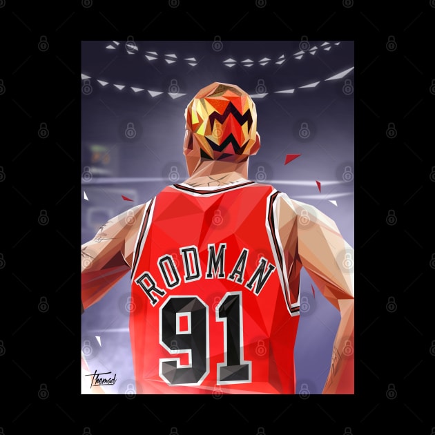 DENNIS RODMAN / LOW POLY RED VERSION by Jey13