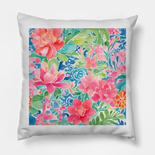 Preppy watercolor flowers Pillow