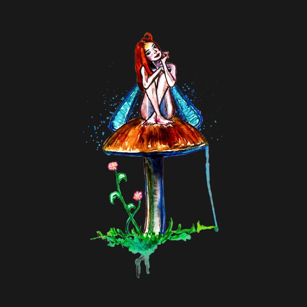 Mushroom Fairy and flowers by beaugeste2280@yahoo.com