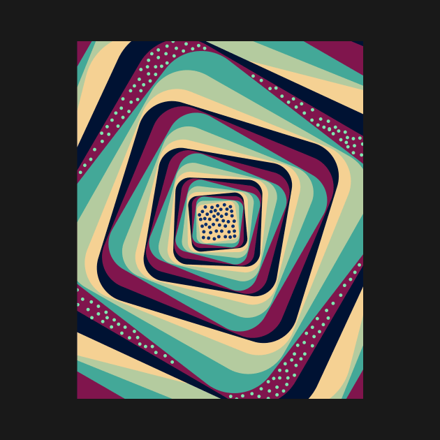 Retro Abstract Spiral Pattern - Blue, Indigo, Purple, Beige by StudioGrafiikka