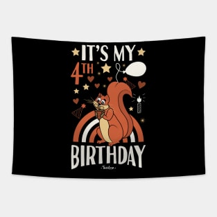 4th Birthday Squirrel Tapestry