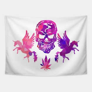 Human Skull Unicorns Tapestry