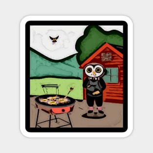 watercolor owl dad grilling burgers Magnet