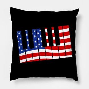 USA Flag Piano Pianist 4th July Pillow