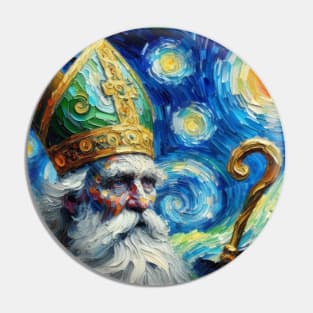 Saint Patrick in Starry Night Pin