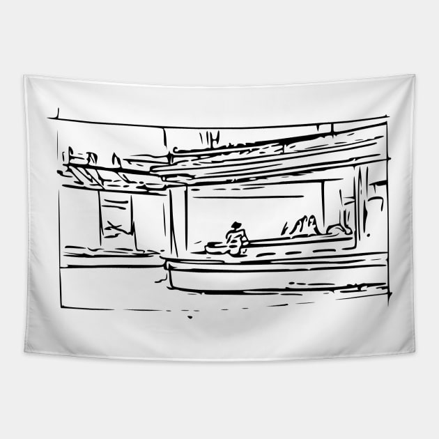 diner sketch nighthawks hopper Tapestry by xam