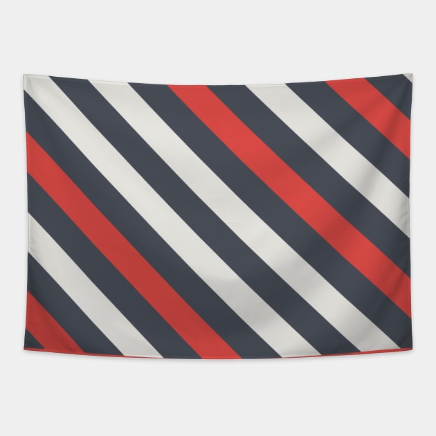 Diagonal Black, White and Red Stripes Tapestry by kallyfactory