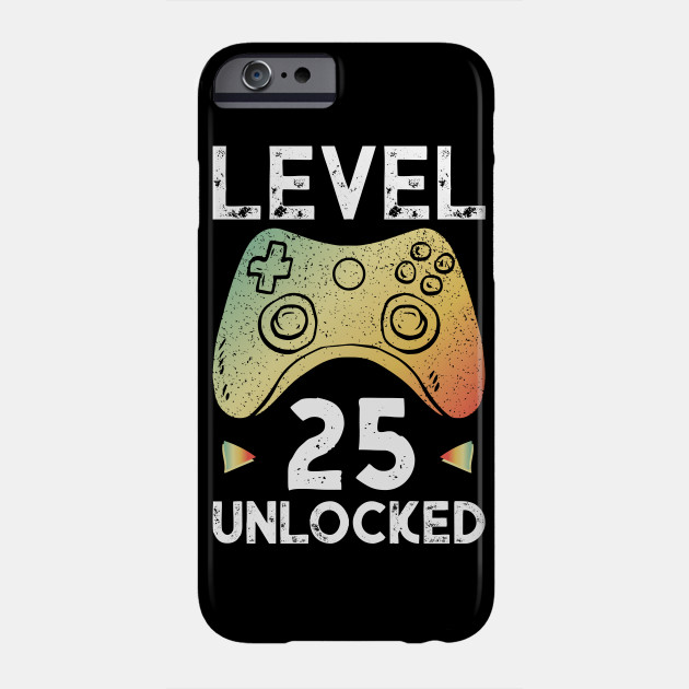 25th Birthday Boy Gamer Shirt Level 25 Unlocked Gift Tee Birthday Boy Phone Case Teepublic