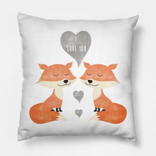 Loving Fox Couple - I love you - Happy Valentines Day Pillow