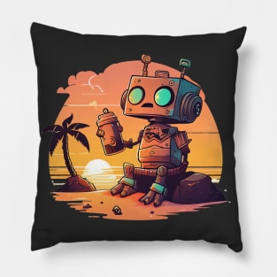 A robot asking existential crisis Pillow