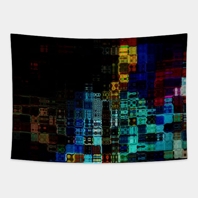 Psychedelic Cityscape Tapestry by ARTWORKandBEYOND