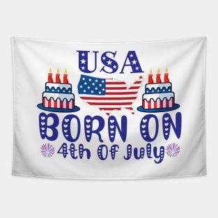 Funny Born On 4th Of July Independence Day Birthday American Tapestry