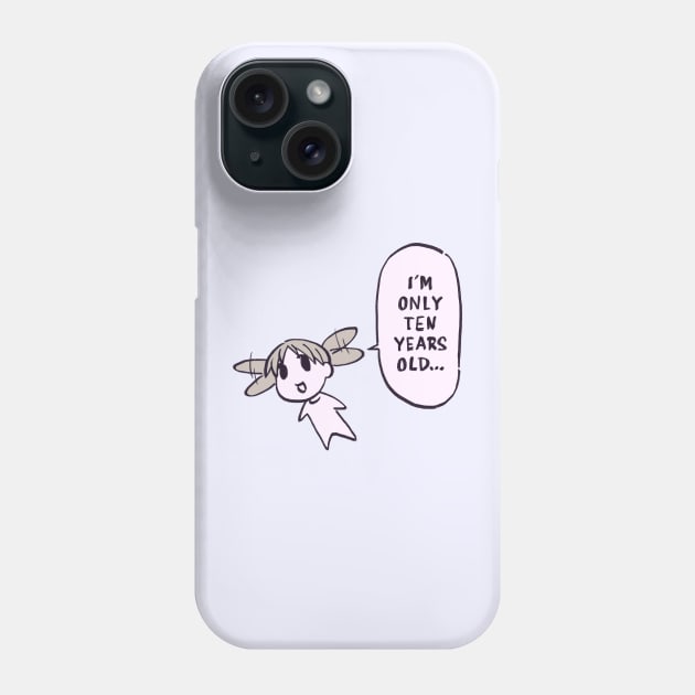 I draw pink pastel flying chiyo chan saying i'm only ten years old / funny azumanga daioh manga meme Phone Case by mudwizard