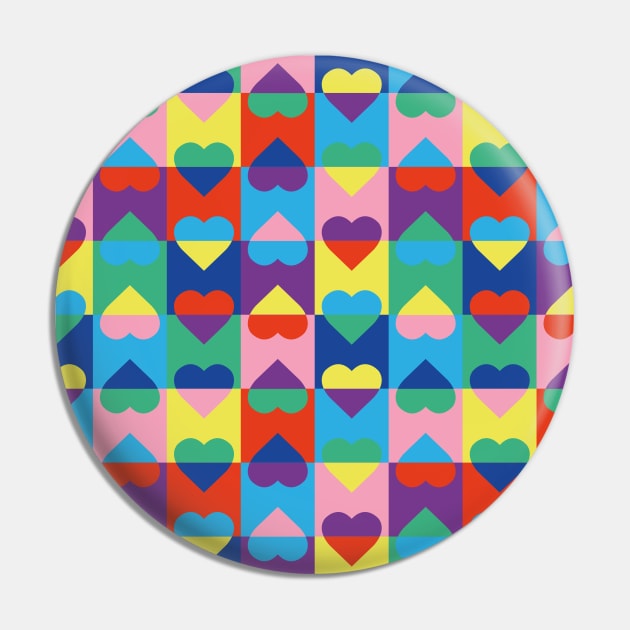 Color Blocking Hearts Trendy Modern Pin by Farissa