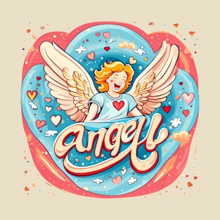 Angelic Bend - 'Angel!' Encircled by Hearts and Explosions Tee T-Shirt