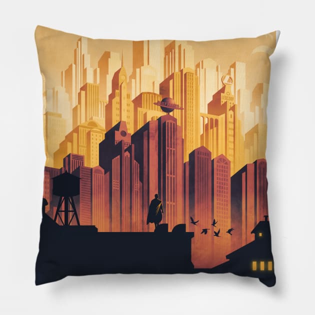Metropolis City of Tomorrow Pillow by The Fanatic