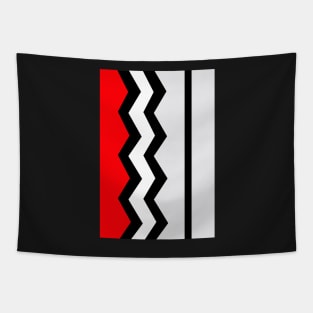 Abstract, geometric, zigzag, strips - red, black and white. Tapestry