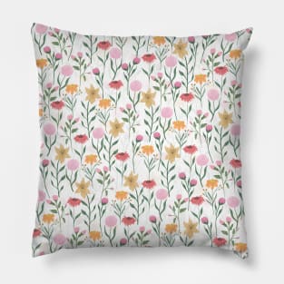 Colorful Wildflower Watercolor Design Pillow