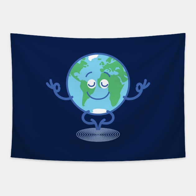 Joyful Planet Earth taking a peaceful time to meditate Tapestry by zooco