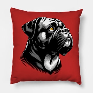 Stunning and Cool Bullmastiff Monochrome and Gold Portrait for Father's Day Pillow