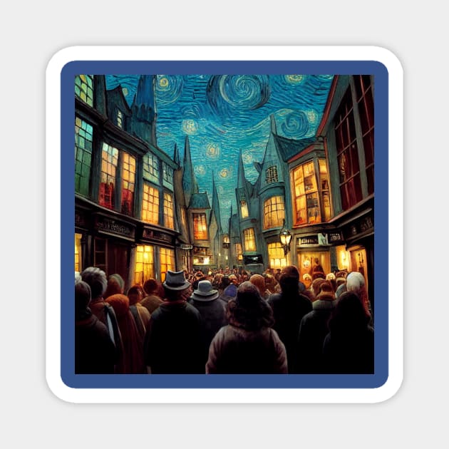 Starry Night in Diagon Alley Magnet by Grassroots Green