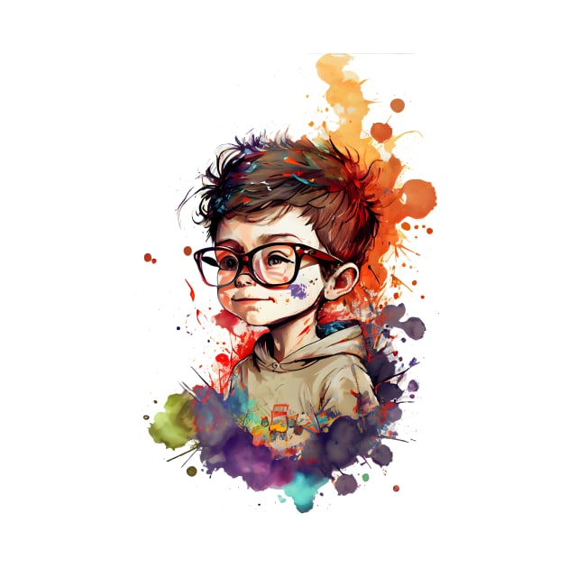 Cartoon little boy with glasses color by MLArtifex