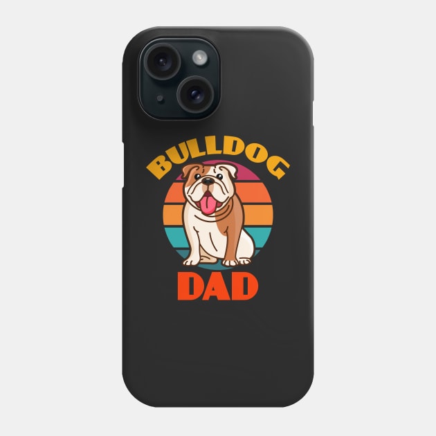 Bulldog Dad Dog Fathers Day puppy Lover Cute Sunser Retro Funny Phone Case by Meteor77