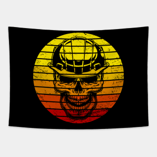 Skull Civil Engineering Construction Worker Retro Tapestry