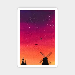 Windmill sunset Magnet