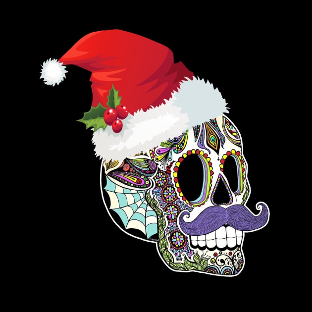 Day Of The Dead Christmas Santa Hat Sugar Skull Party by mazurprop